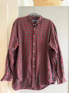 Ralph Lauren Red and Green Plaid Long-Sleeve Button-Down Shirt